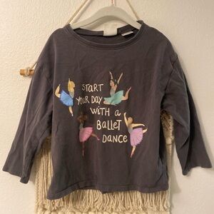 ZARA Charcoal Graphic Long Sleeve Shirt